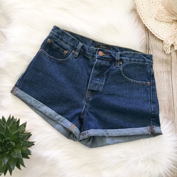 button fly high waisted shorts